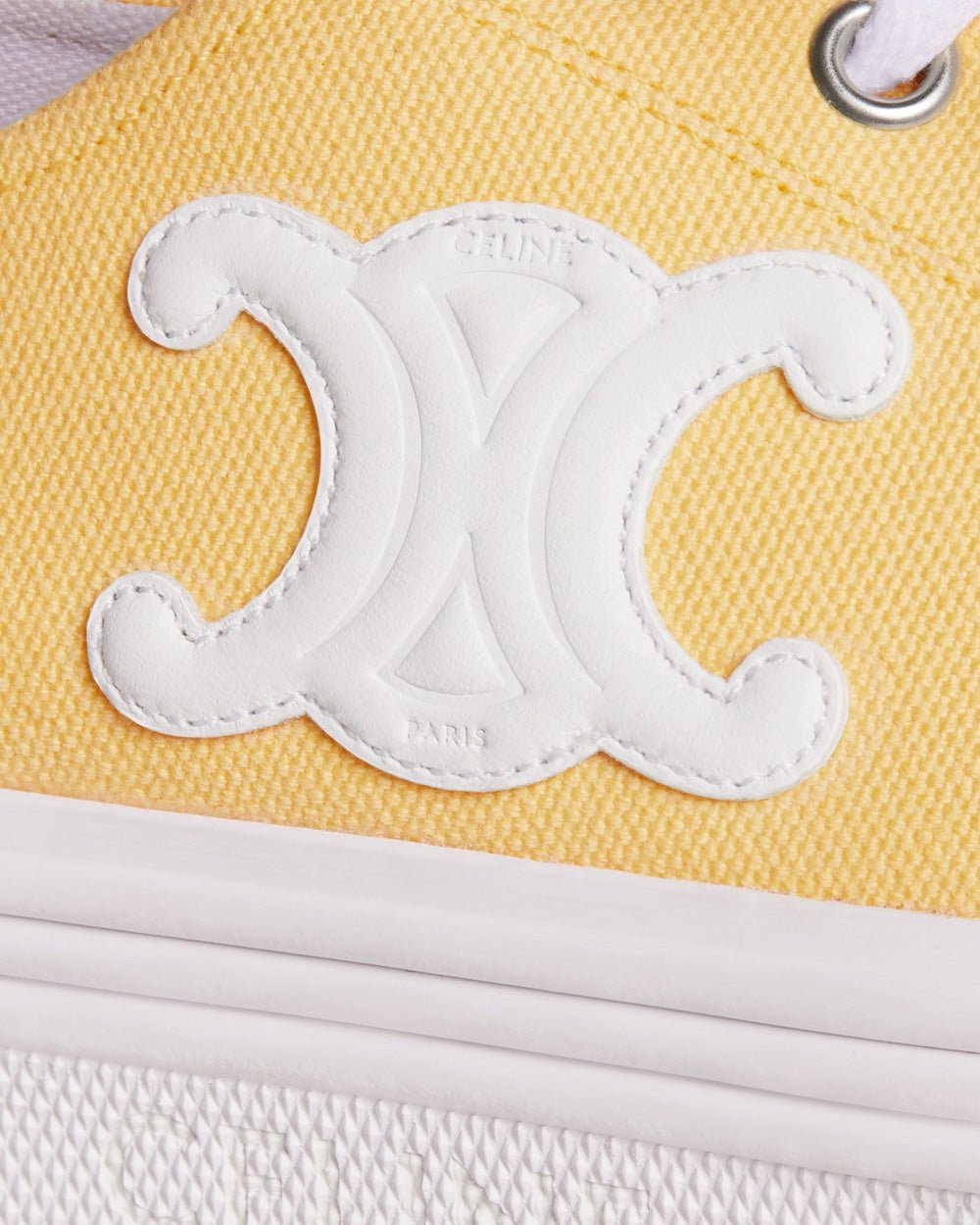 Baskets basses jaunes à lacets Celine Jane en toile et cuir de veau – Image 4