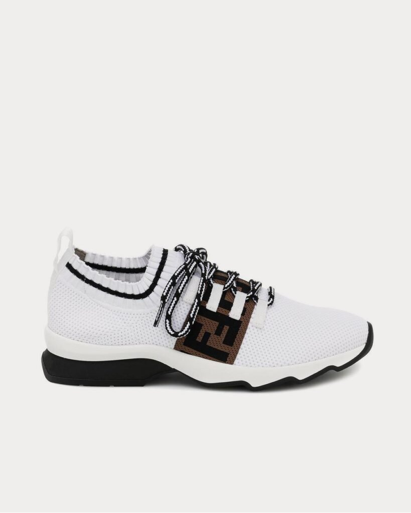 Baskets basses blanches Fendi Rococo en maille