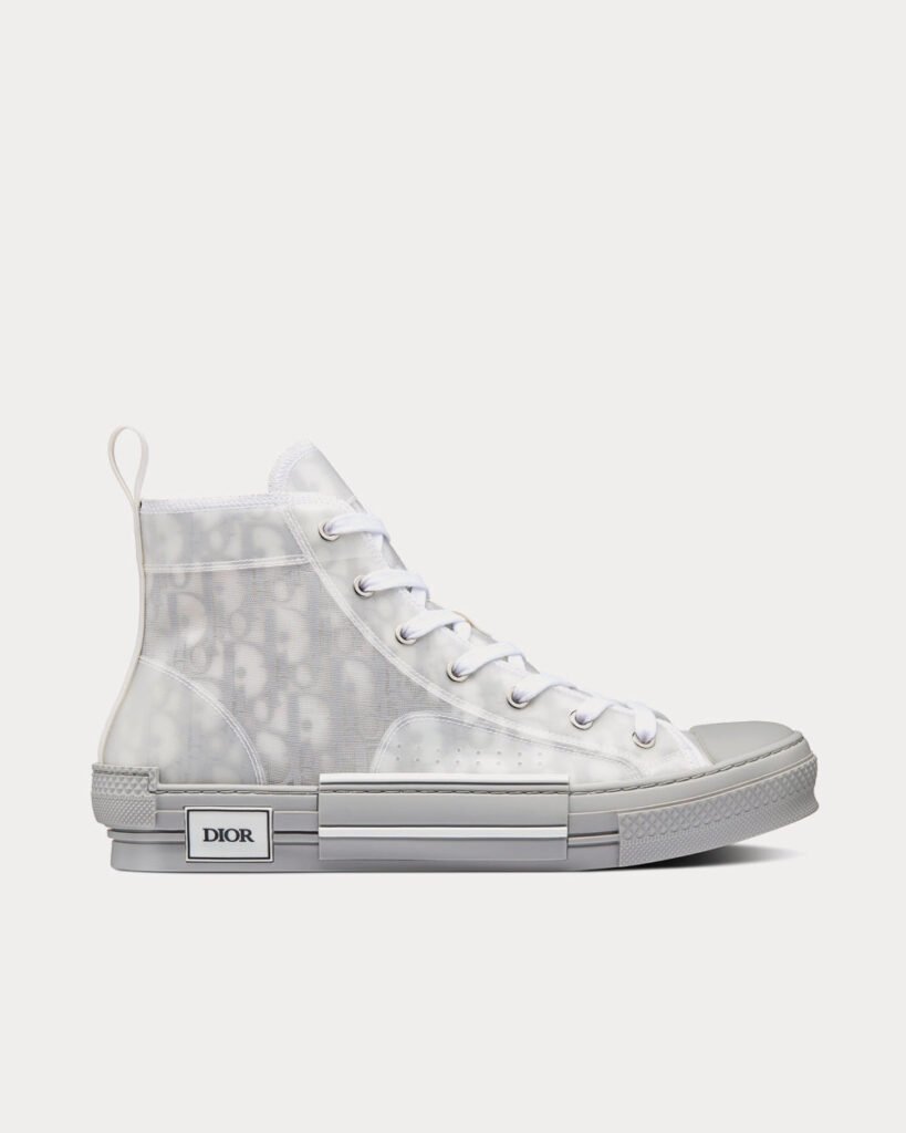 Baskets montantes Dior B23 en toile Dior Oblique grise réfléchissante