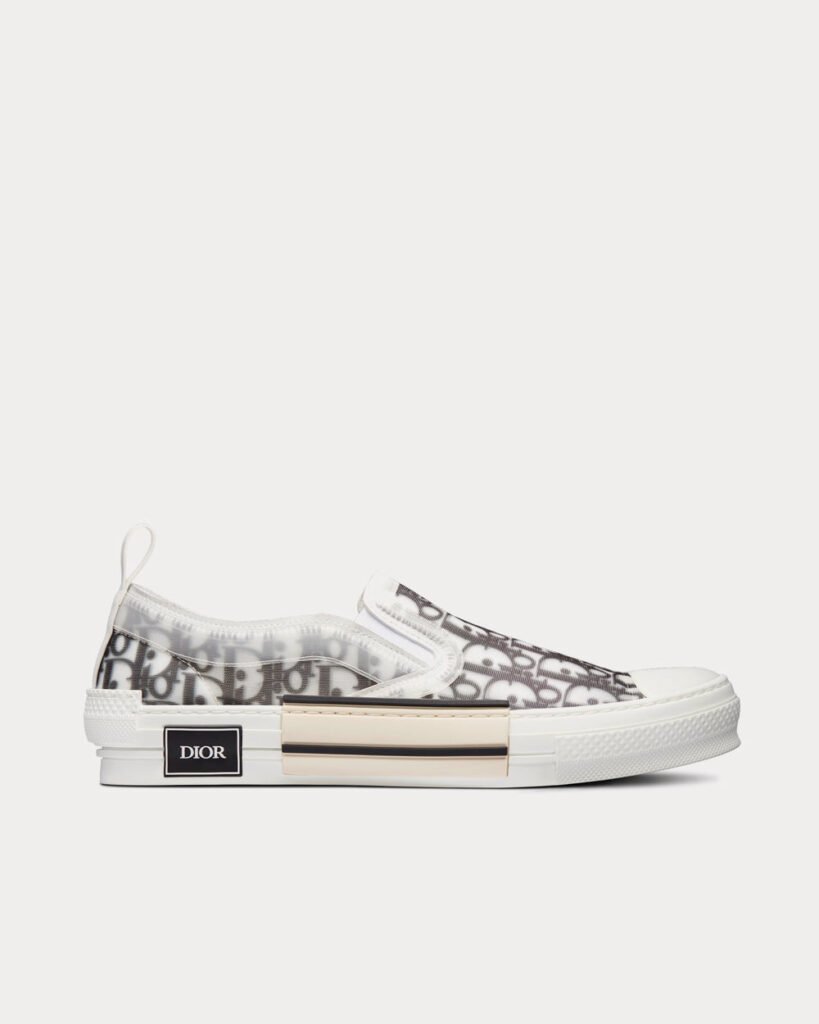 Baskets à enfiler Dior B23 en toile noire et blanche Dior Oblique