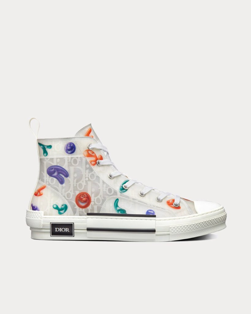 Baskets montantes Dior x Kenny Scharf B23 en toile blanche Dior Oblique à motifs multicolores
