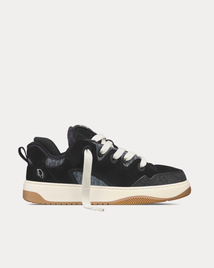 Baskets basses noires Dior B9S Skater en daim et jacquard Dior Oblique