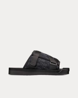 Sandales Dior Alpha noires en jacquard Dior Oblique