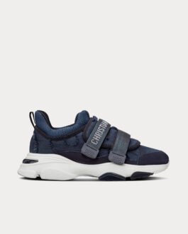 Baskets basses Dior D-Wander en tissu technique camouflage bleu denim