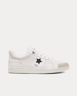 Baskets basses Dior Star en cuir de veau et daim blanc/noir