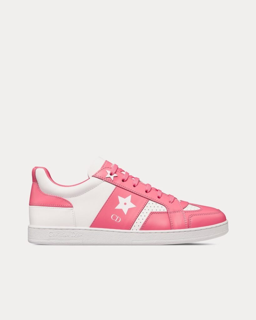 Baskets basses Dior Dioriviera Dior Star en cuir de veau blanc / rose bonbon