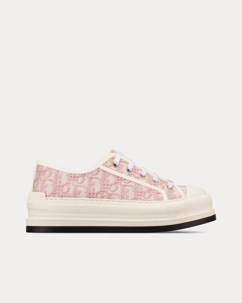 Baskets basses Dior Walk'n'Dior Platform en coton brodé Dior Oblique nude