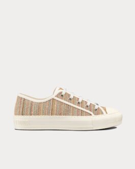 Baskets basses Dior Walk'n'Dior multicolores en coton brodé de fils métalliques dorés