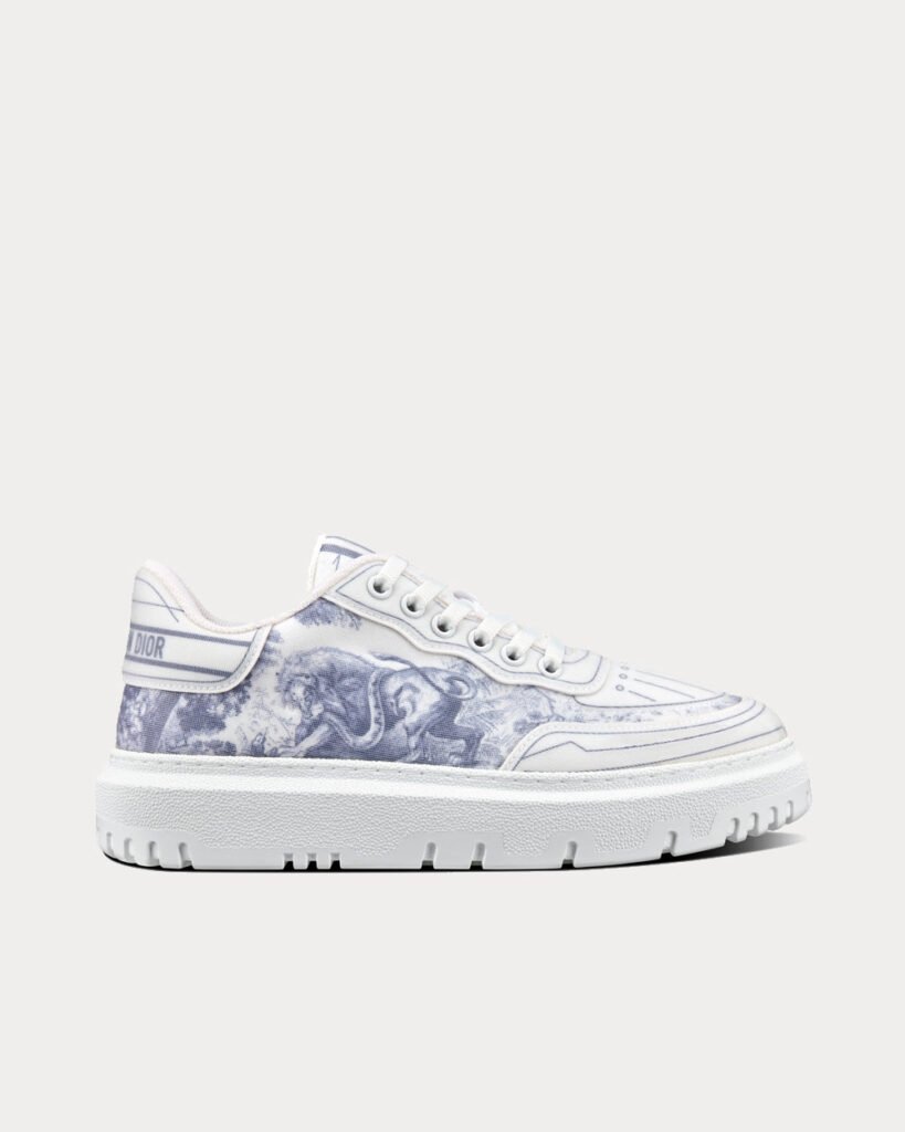 Baskets basses Dior Addict en toile de Jouy technique bleue