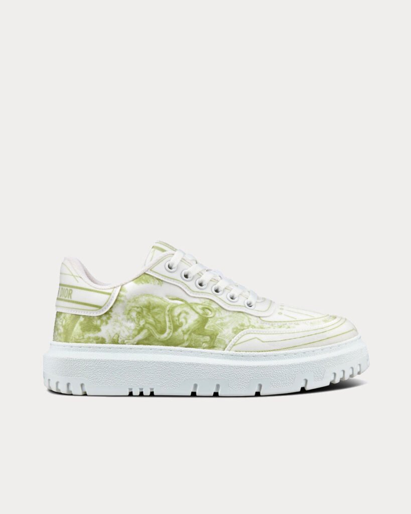 Baskets basses en tissu technique Dior Addict Lime Toile de Jouy