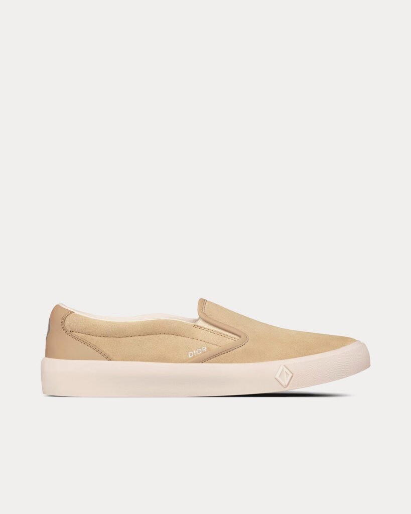 Baskets à enfiler Dior B101 en daim beige et cuir de veau lisse