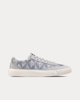 Baskets basses Dior B101 en toile, cuir de veau lisse et nubuck gris CD Diamond