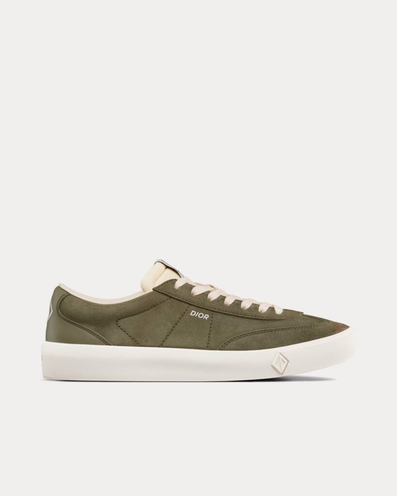 Baskets basses Dior B101 en cuir de veau nubuck kaki