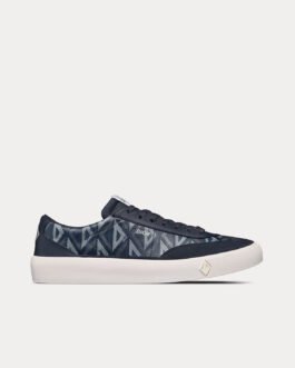 Baskets basses Dior B101 CD Diamond bleu marine en toile, cuir de veau lisse et nubuck