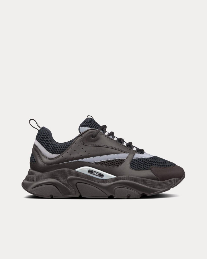 Baskets basses noires Dior B22 en mesh technique et cuir de veau lisse