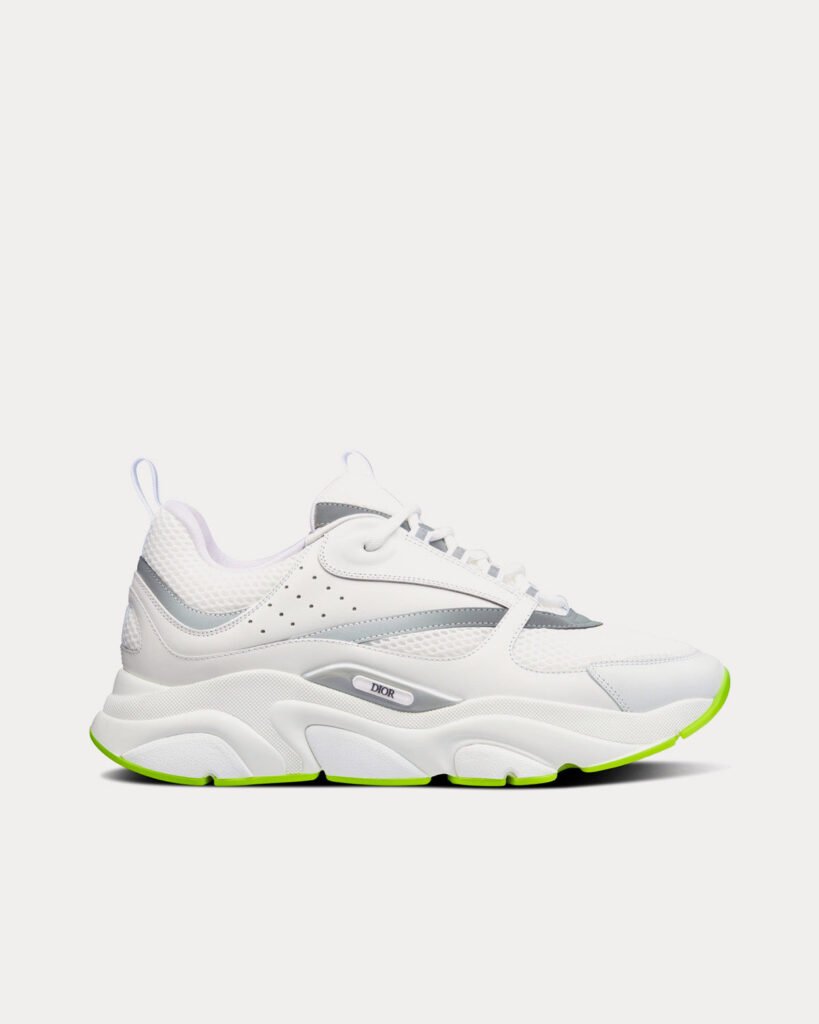 Baskets basses Dior B22 blanches en mesh technique et cuir de veau lisse