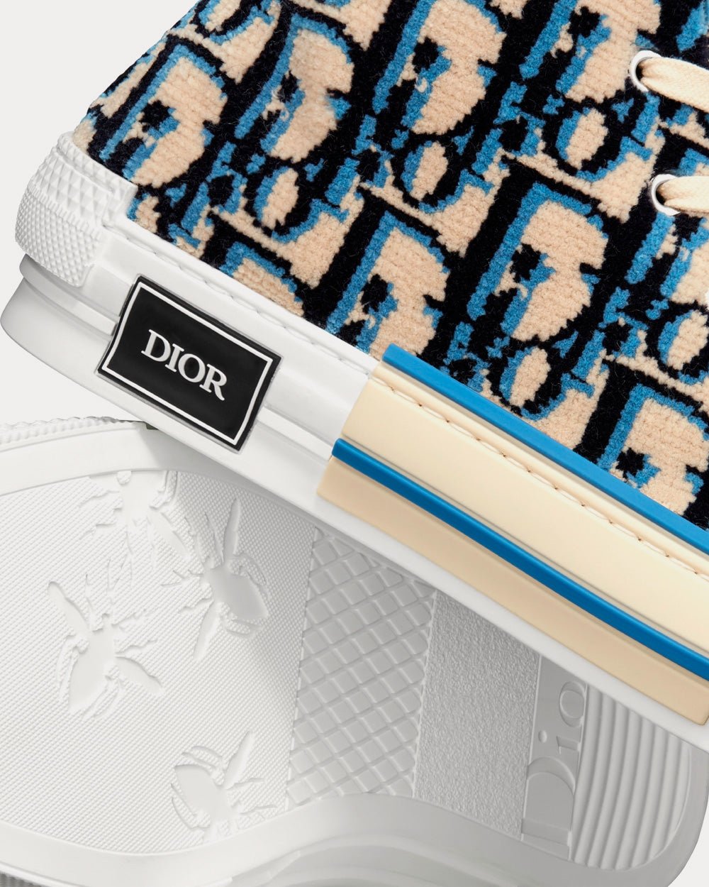 Baskets montantes Dior B23 beiges, noires et bleu marine en tapisserie Dior Oblique – Image 5