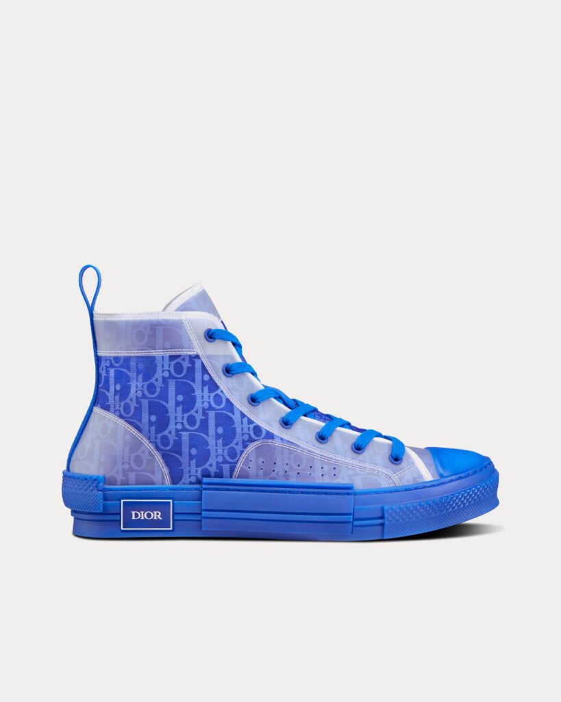 Baskets montantes Dior B23 en toile Dior Oblique bleue