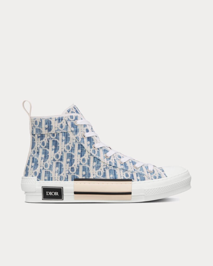 Baskets montantes Dior B23 en jacquard Kasuri bleu Dior Oblique