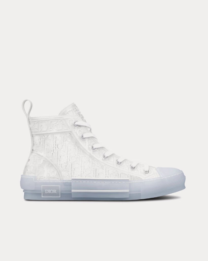 Baskets montantes Dior B23 en toile transparente avec motif Dior Oblique en relief blanc
