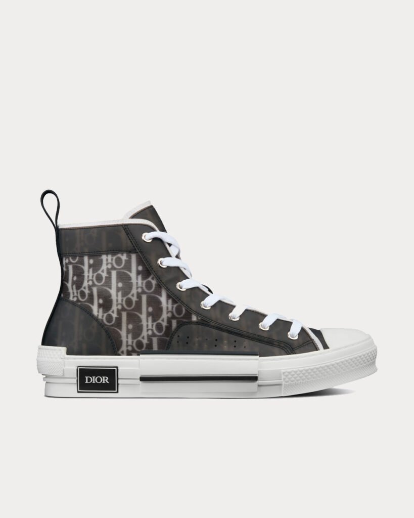 Baskets montantes Dior B23 en toile Dior Oblique noires et blanches