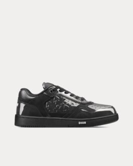 Baskets basses Dior B27 en cuir de veau verni noir et cuir Dior Oblique Gravity