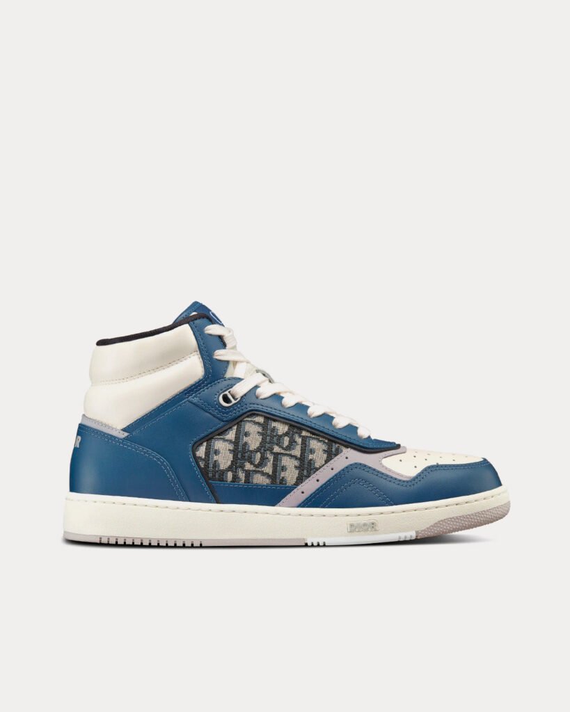 Baskets montantes Dior B27 en cuir de veau lisse bleu