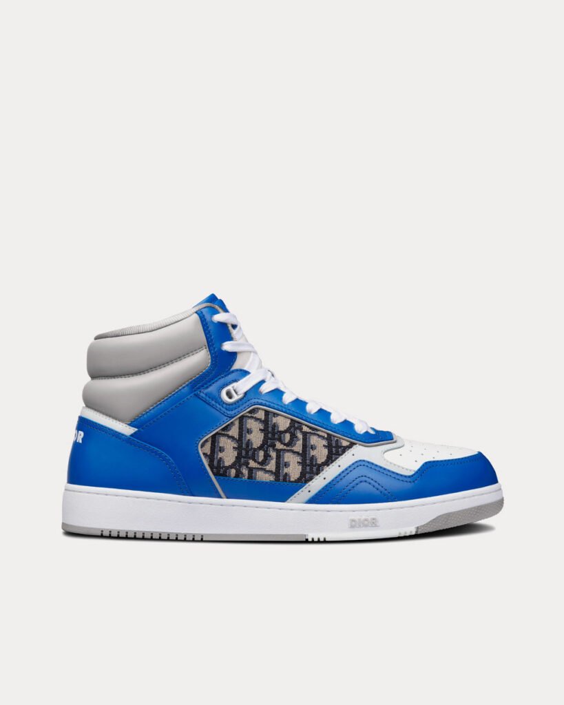 Baskets montantes Dior B27 en cuir de veau lisse bleu