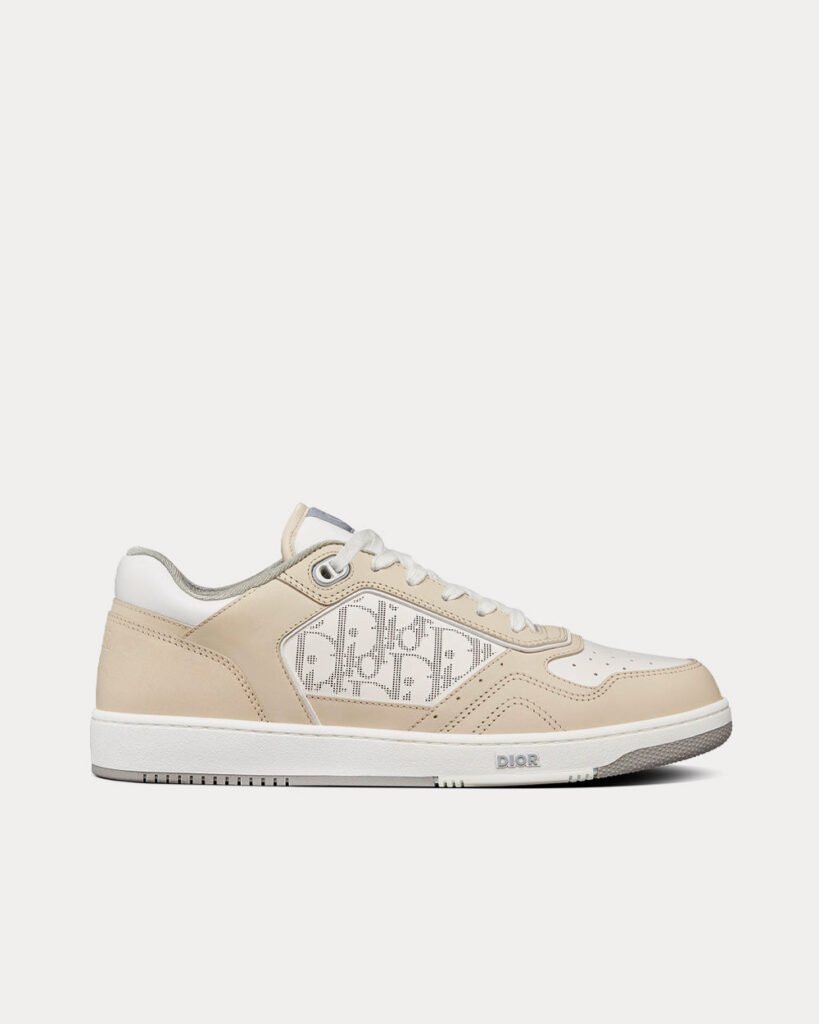 Baskets basses Dior B27 en cuir nubuck crème et cuir Dior Oblique Galaxy blanc
