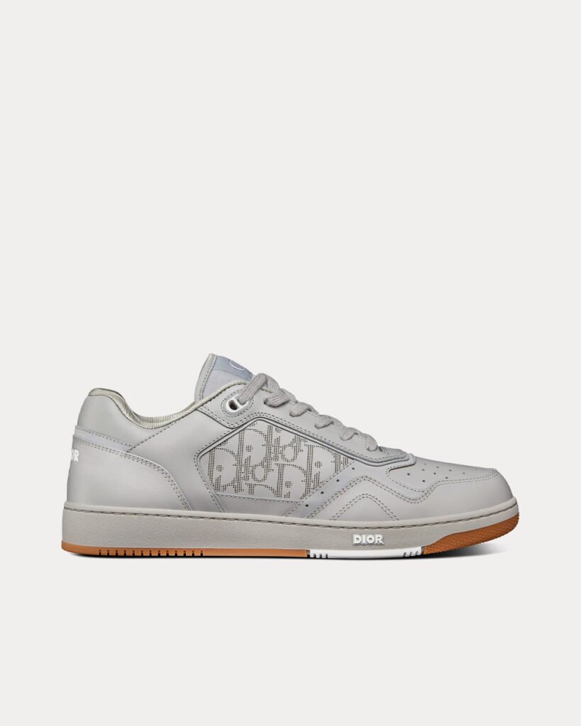 Baskets basses Dior B27 en cuir de veau lisse gris et cuir Dior Oblique Galaxy