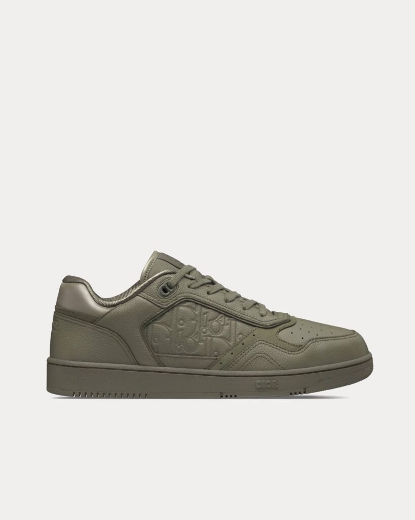 Baskets basses Dior B27 en cuir de veau grainé kaki et cuir Dior Gravity kaki