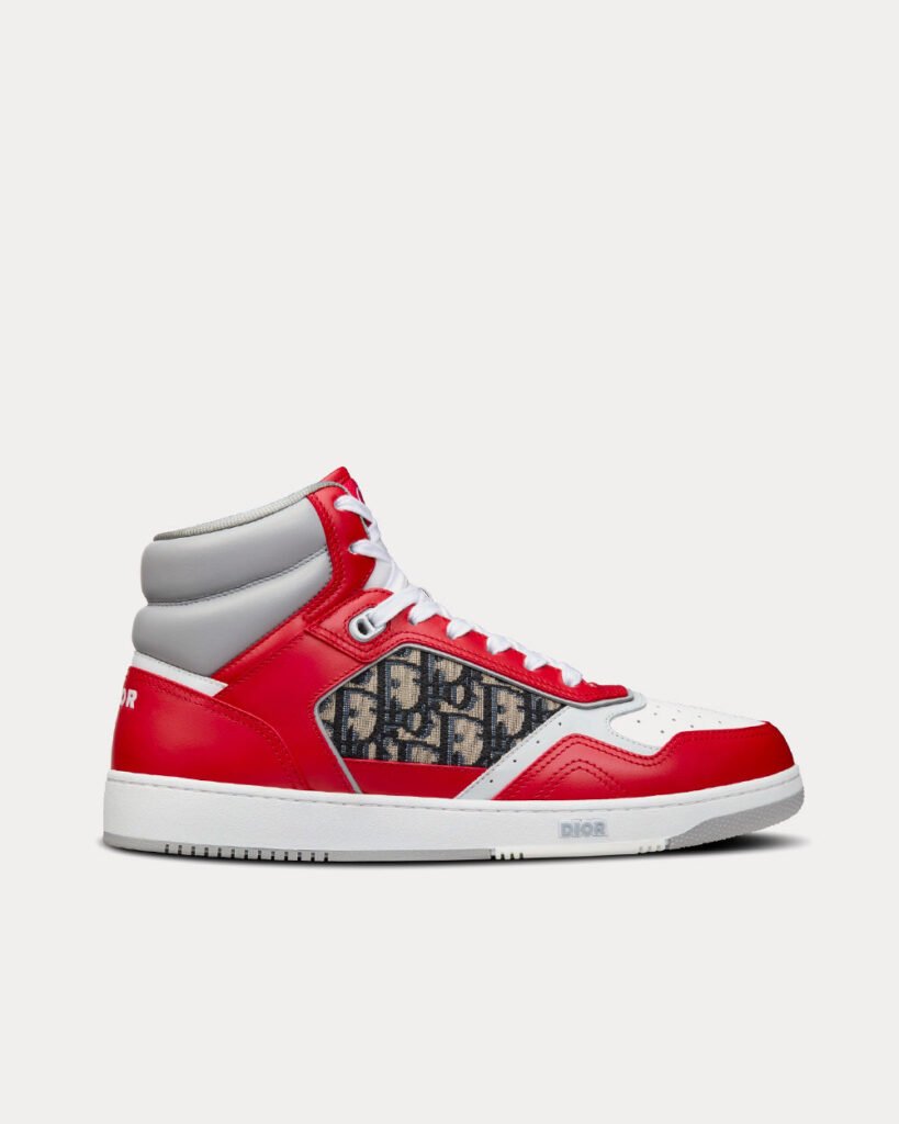 Baskets montantes Dior B27 en cuir de veau lisse rouge