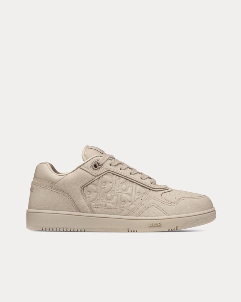 Baskets basses Dior B27 en cuir de veau grainé beige et cuir Dior Gravity beige