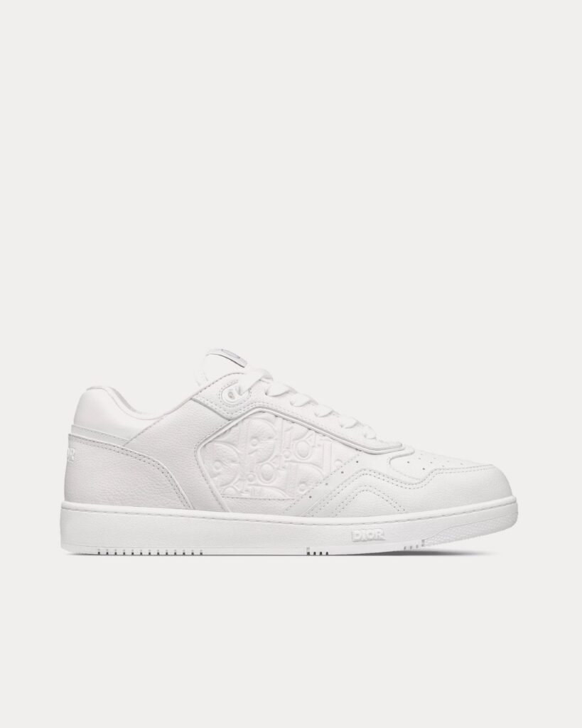 Baskets basses blanches Dior B27 en cuir de veau grainé et cuir Dior Gravity