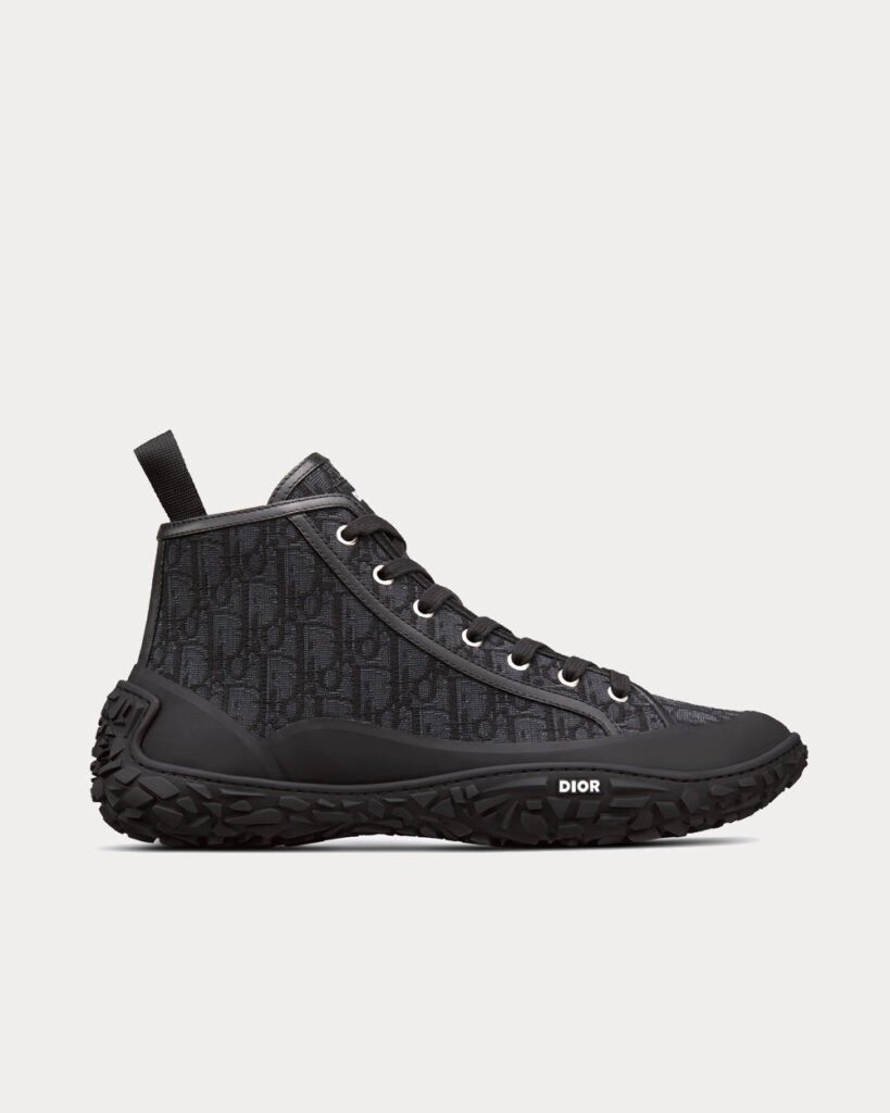 Baskets montantes Dior B28 noires en jacquard Dior Oblique et caoutchouc