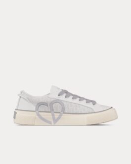 Baskets basses Dior B33 en cuir de veau lisse gris et cuir jacquard Dior Oblique gris
