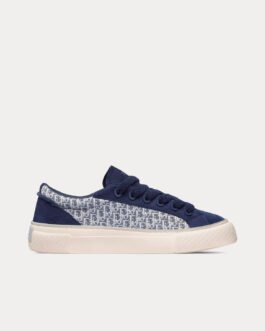 Baskets basses Dior B33 bleu marine en jacquard et daim Dior Oblique