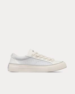 Baskets basses Dior B33 en cuir de veau lisse blanc et jacquard Dior Oblique