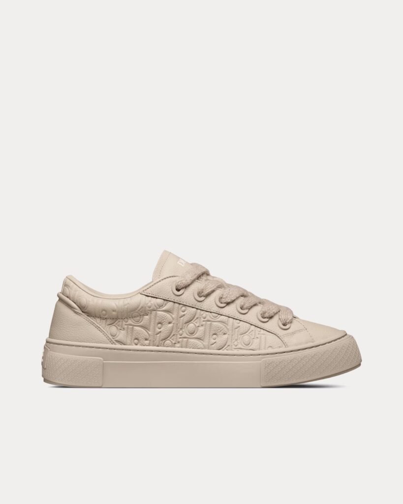 Baskets basses Dior B33 en cuir de veau grainé beige et cuir Dior Gravity beige