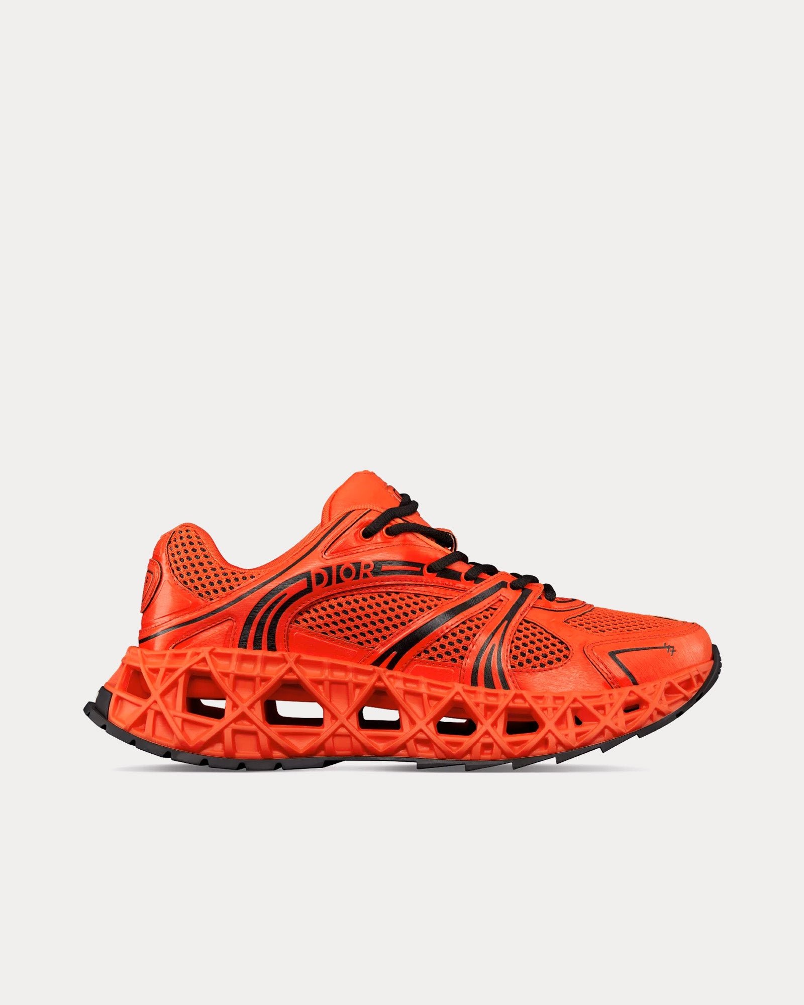 Baskets basses Dior x Kaws B35 NXXT en tissu technique rouge vermillon et mesh technique rouge vermillon