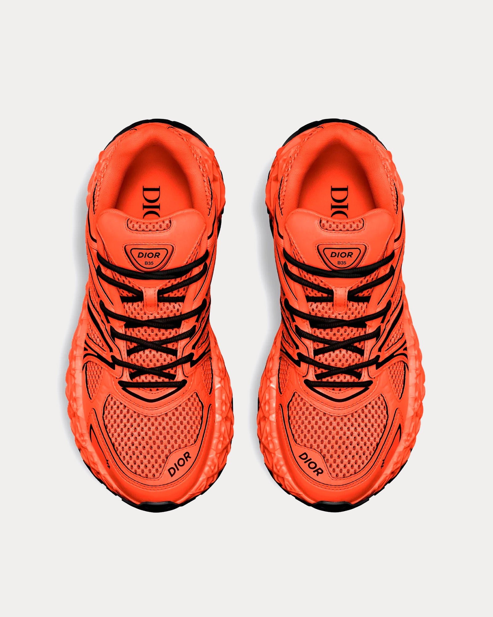 Baskets basses Dior x Kaws B35 NXXT en tissu technique rouge vermillon et mesh technique rouge vermillon – Image 2