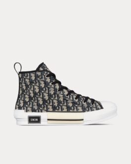 Baskets montantes Dior B23 en jacquard Dior Oblique beige/noir