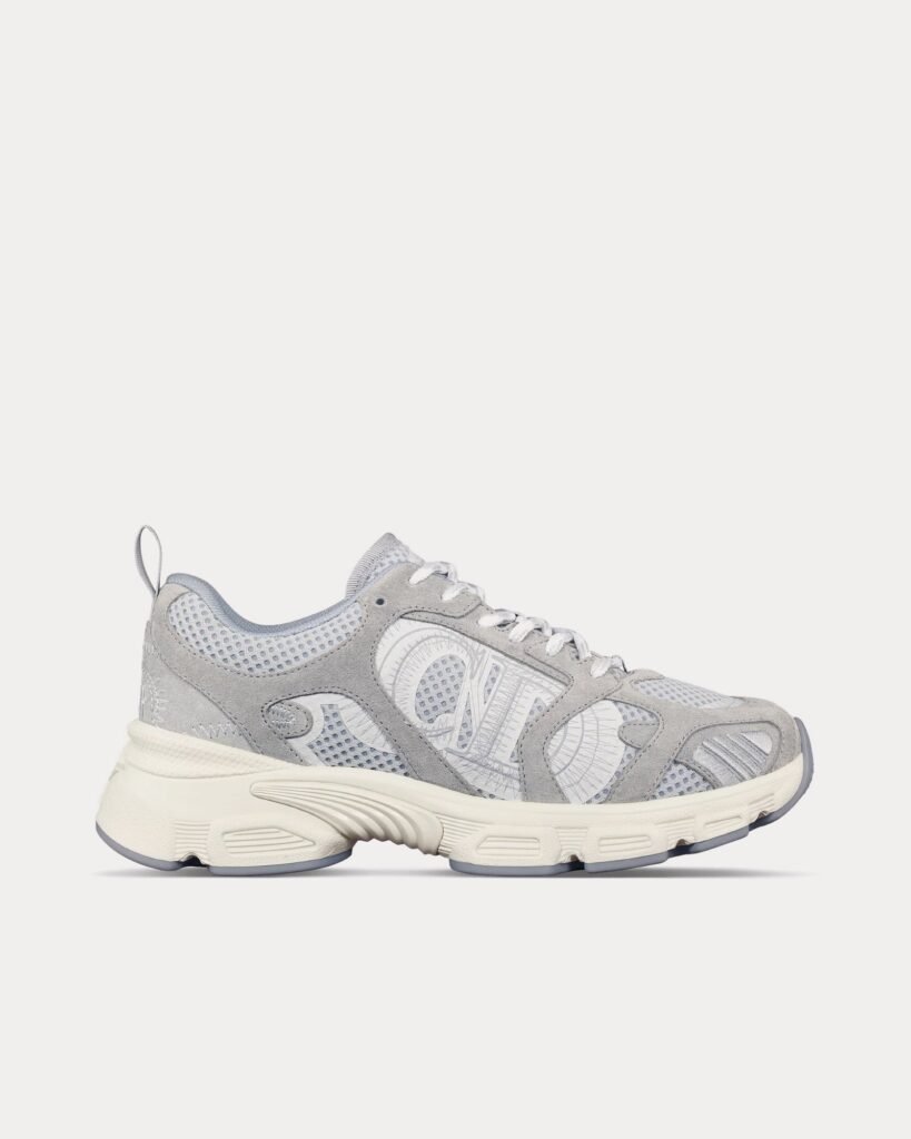 Baskets basses Dior Chrono en maille et cuir de veau suédé gris