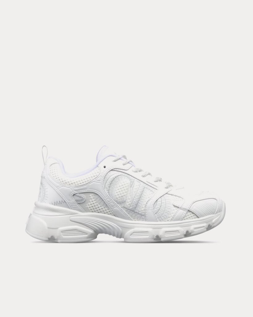 Baskets basses Dior Chrono blanches en mesh et empiècements effet cuir