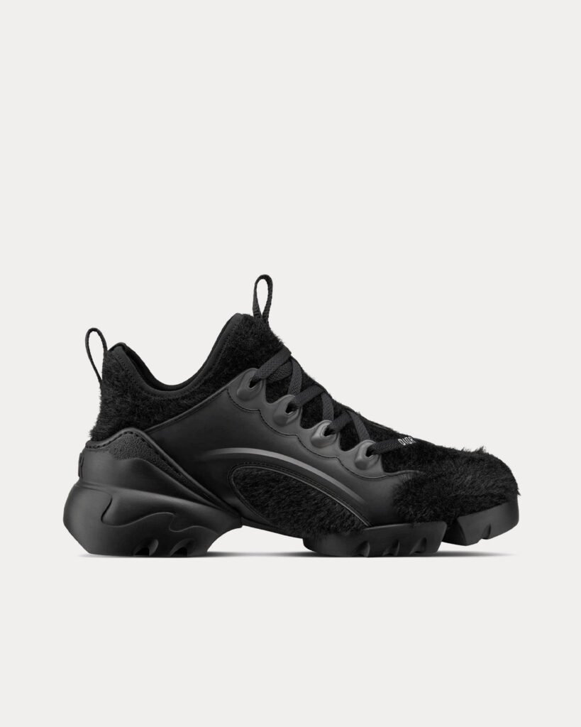 Baskets basses Dior D-Connect noires en maille effet fourrure