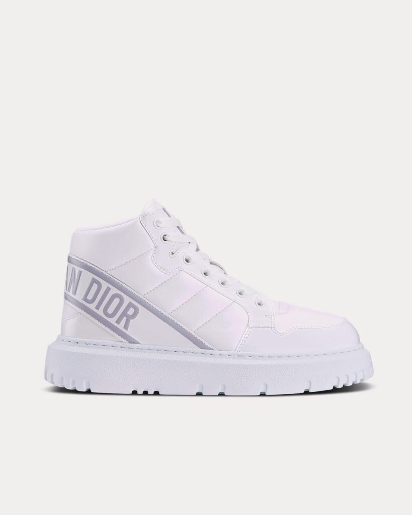Baskets montantes blanches en nylon matelassé Dior D-Player