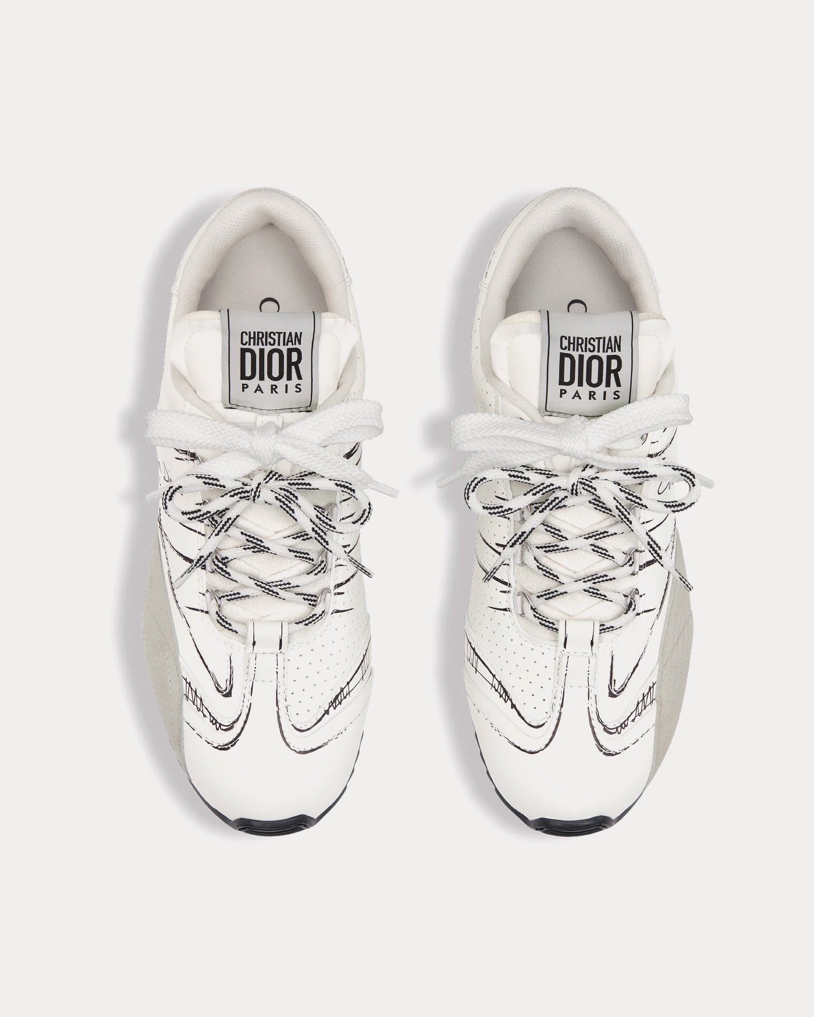 Baskets basses Dior D-Sketch blanches en nylon et cuir de veau – Image 2