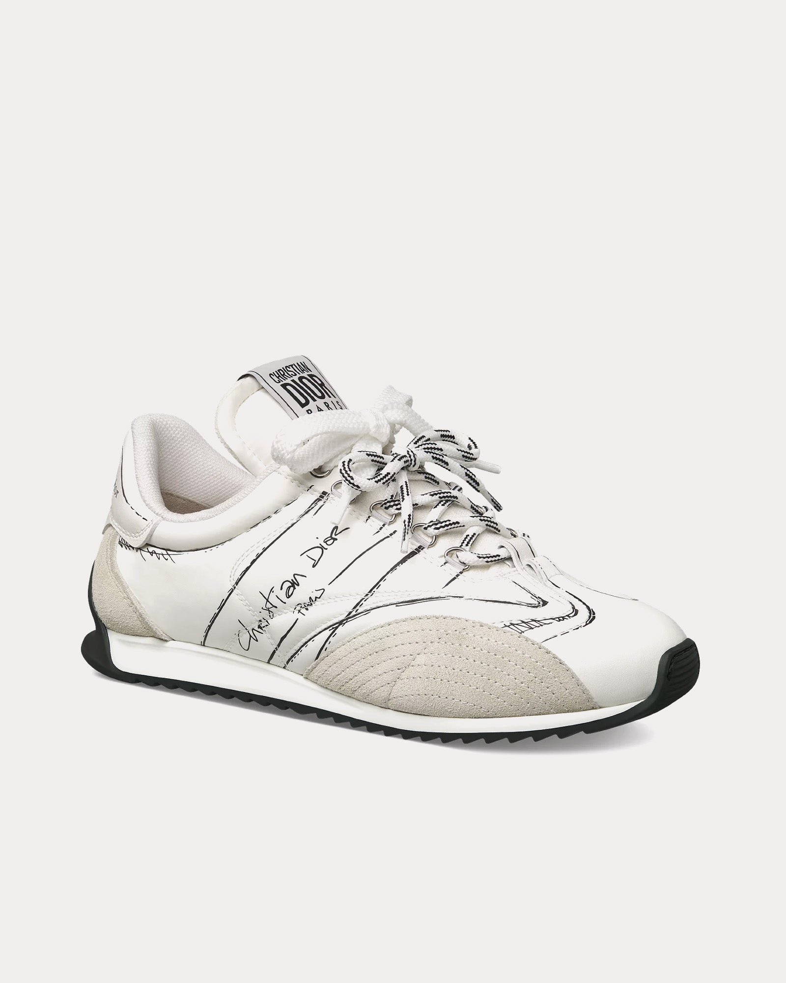 Baskets basses Dior D-Sketch blanches en nylon et cuir de veau – Image 3