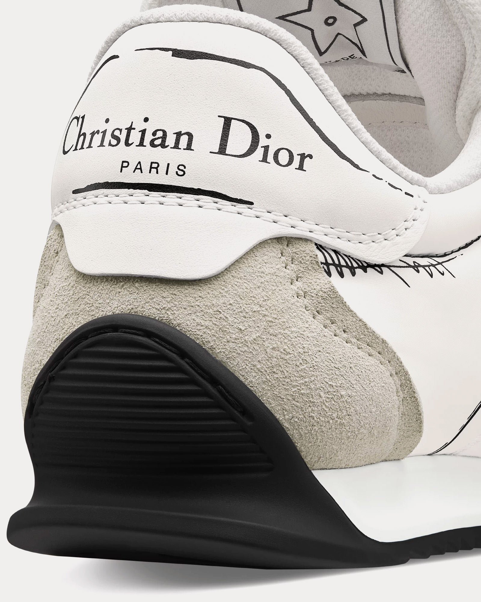 Baskets basses Dior D-Sketch blanches en nylon et cuir de veau – Image 4