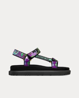 Sandales Dior D-Wave multicolores en coton brodé violet indien
